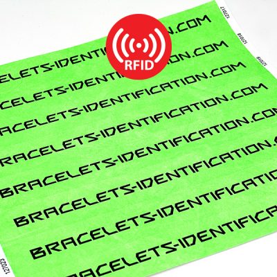 bracelets identification tyvek 25 mm imprimés avec puces RFID MIFARE EV1